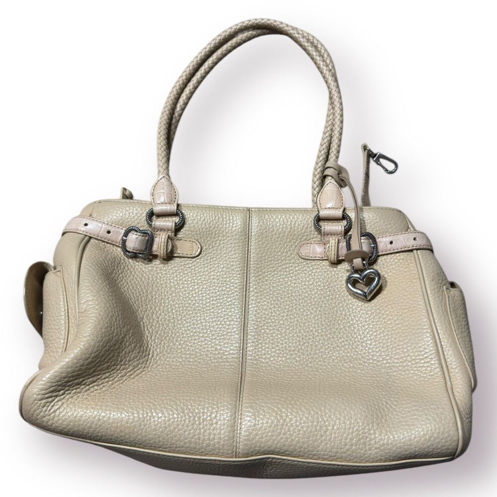Brighton Pebbled‎ Leather Cream Shoulder Bag Vintage Purse